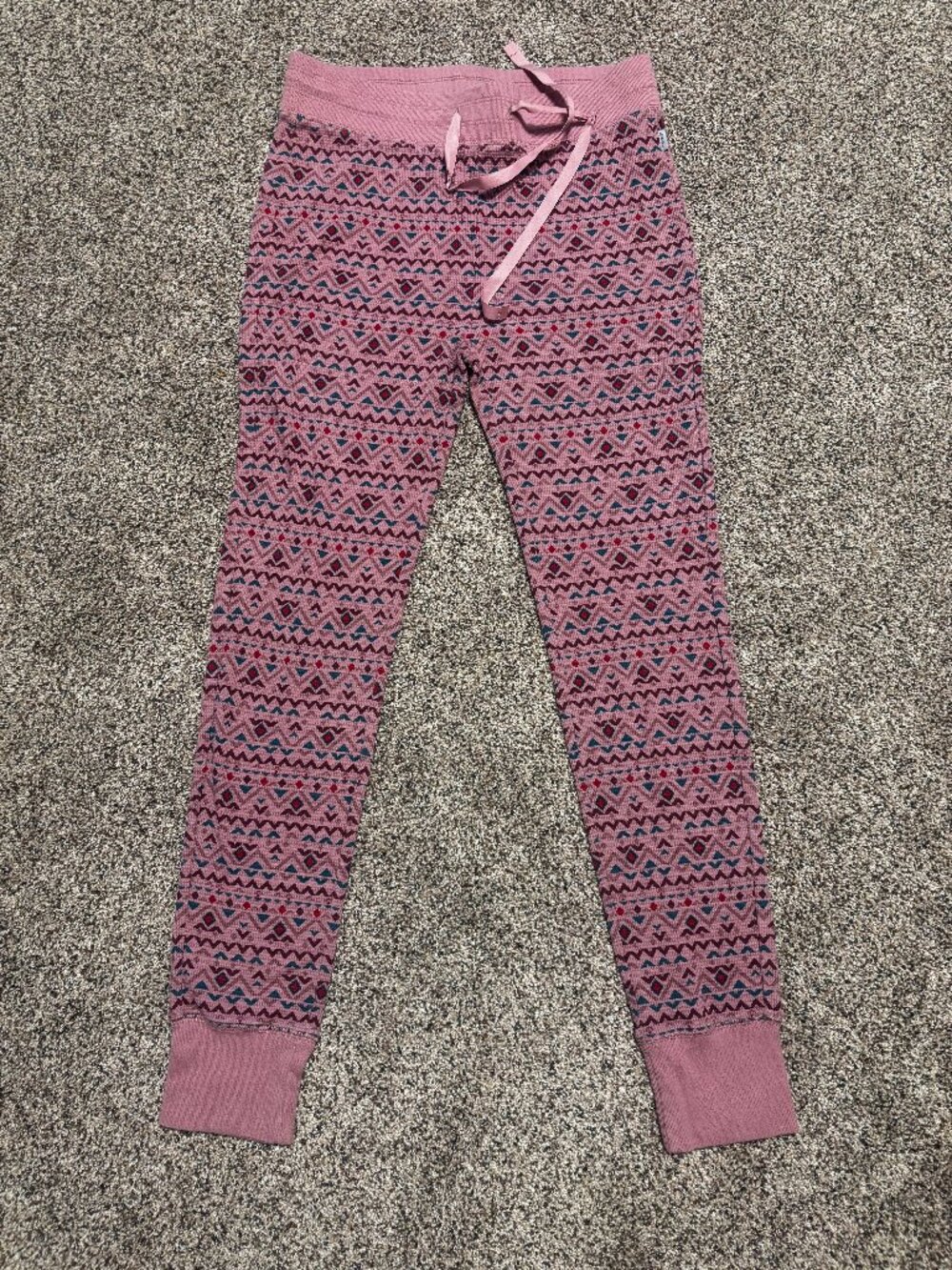 Eddie Bauer Women's Small Waffle Knit Lounge Pant Pajama Pants Pink Cozy Thermal